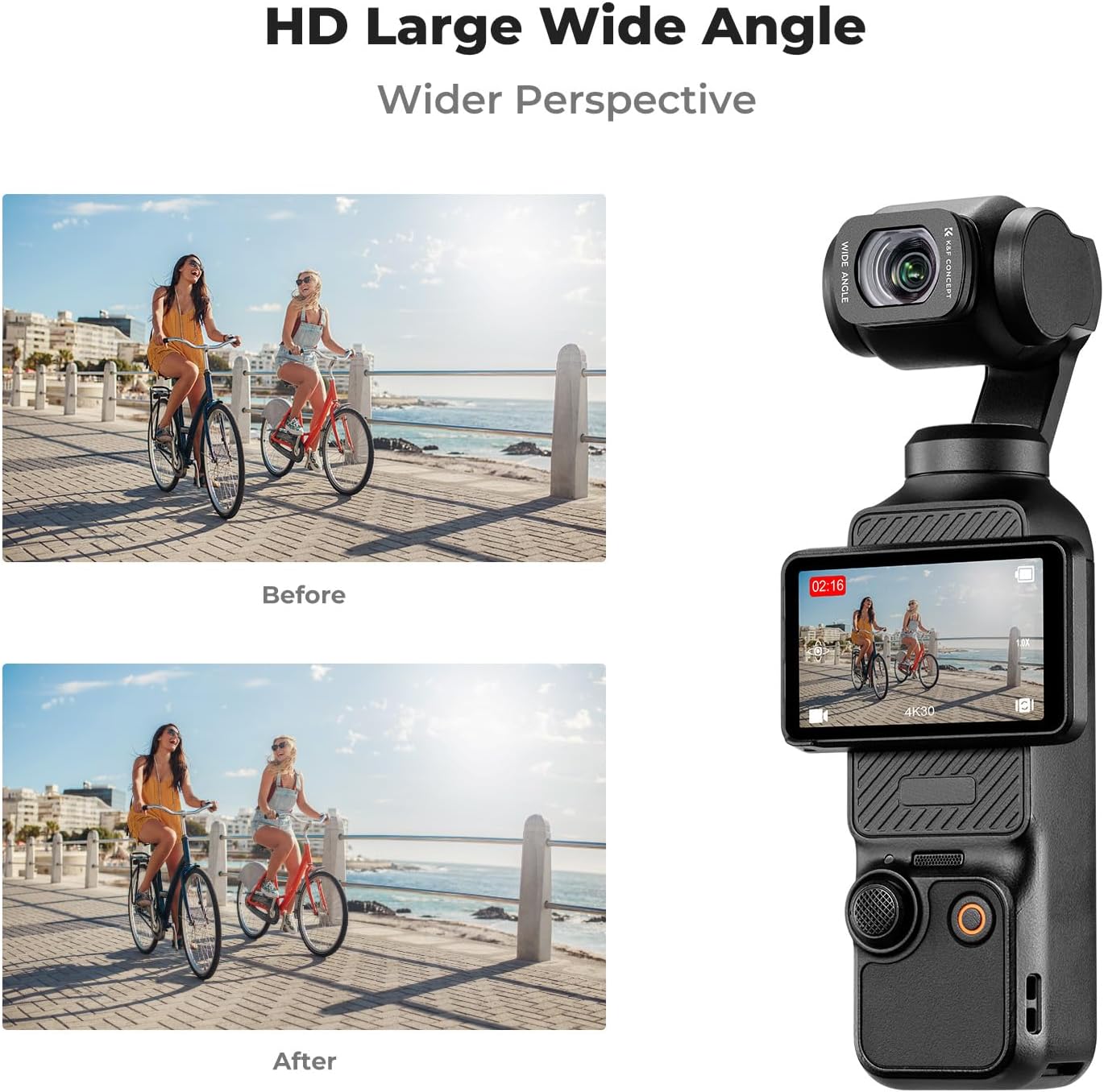 K&F CONCEPT Wide-Angle Lens Compatible with DJI Osmo Pocket 3, Magnetic Attach/Multi-Coated/Optical Glass - Image 4